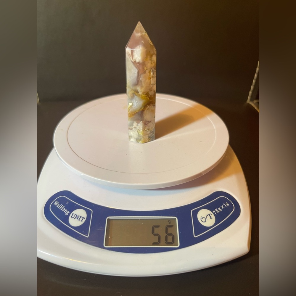 1pcs Natural Flower Agate Tower Point Quartz Crystal Obelisk Wand Healing Stone